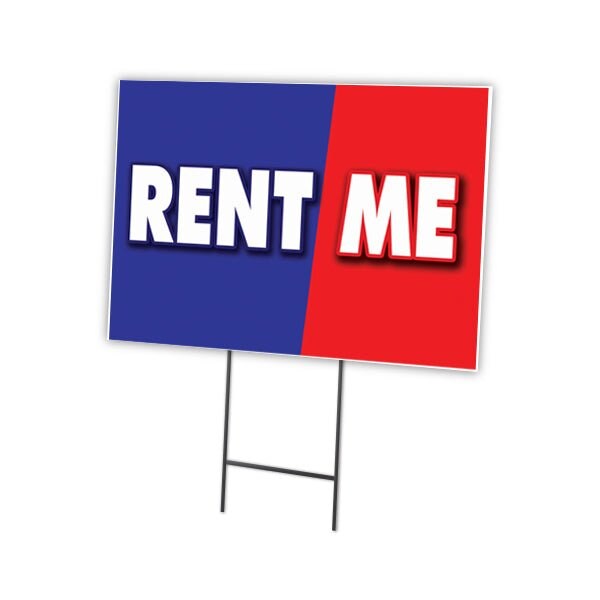 Rent Me Yard Sign & Stake outdoor plastic coroplast window, C-1216-DS-Rent Me